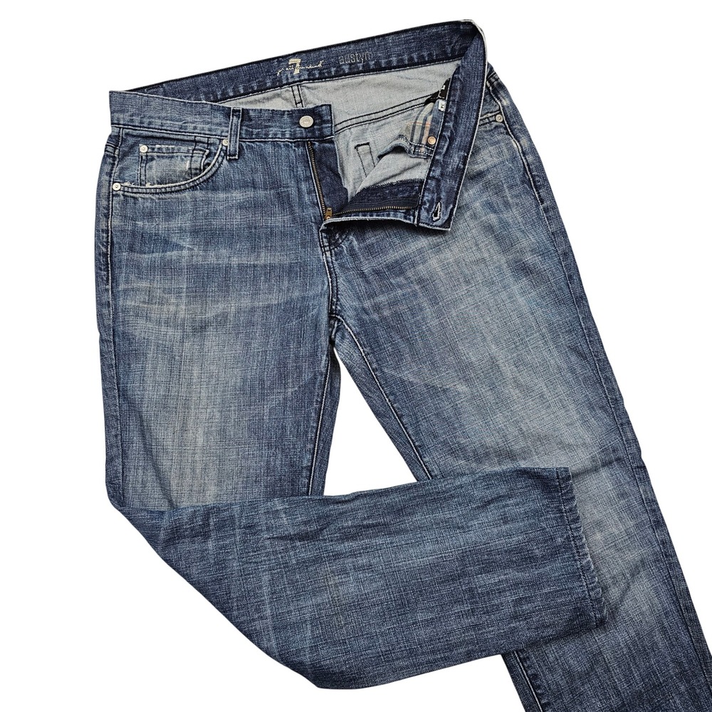 7 For All Mankind‎ Austyn Jeans Mens 34x29 Blue Relaxed Straight Leg Denim USA